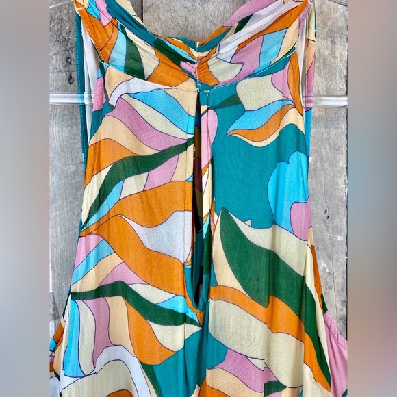 Anthropologie Maeve Keyhole Halter Maxi Dress in Blue Multi Size 1X Plus. - Picture 6 of 15